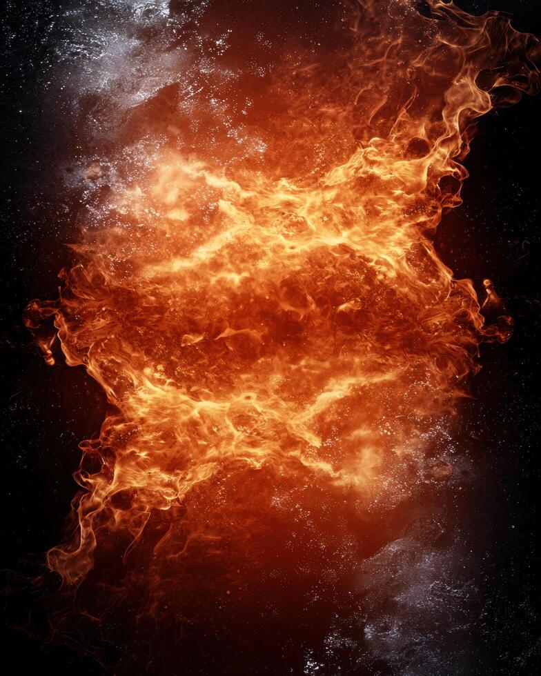 Fiery explosion with glowing embers and sparks photo