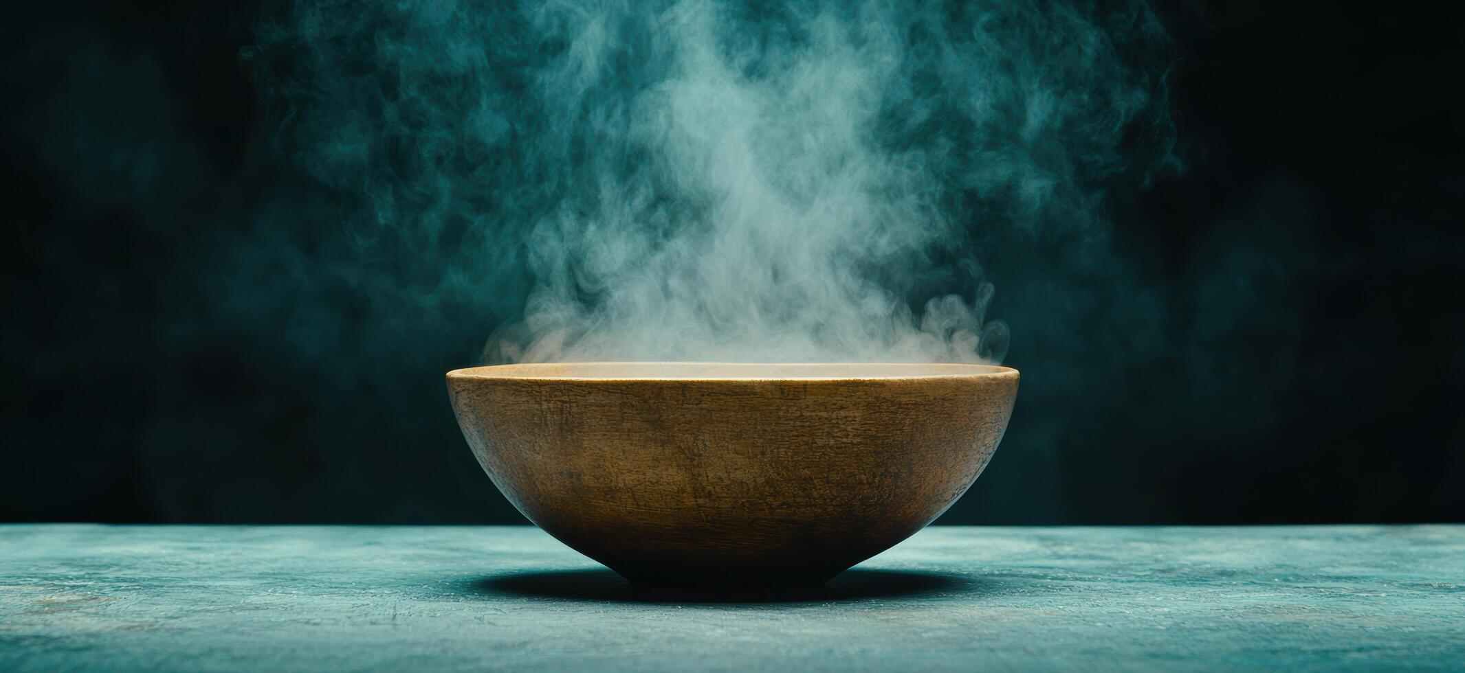 A wooden bowl with smoke coming out of it photo
