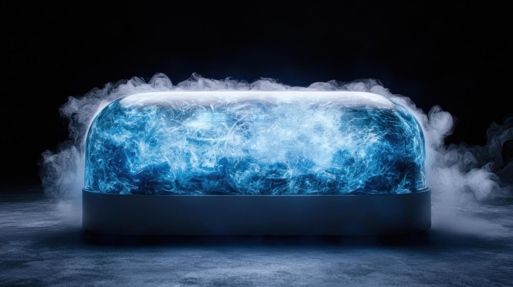 A blue box with smoke coming out of it photo