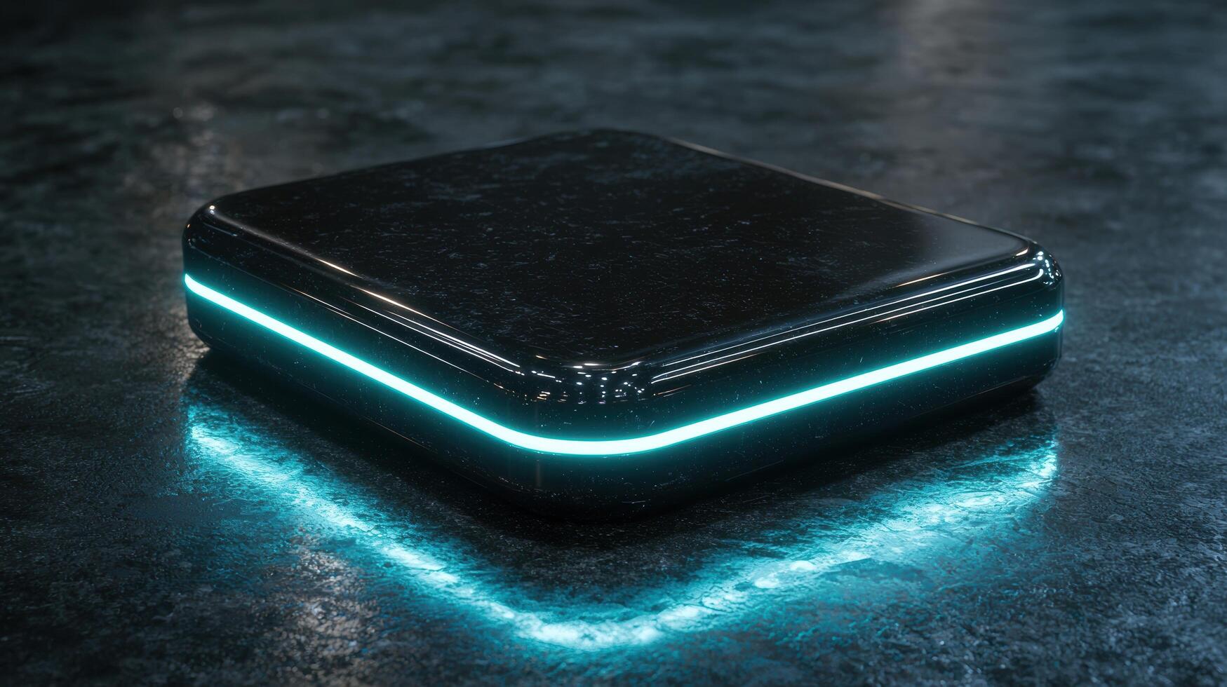 A black box with glowing blue lights photo