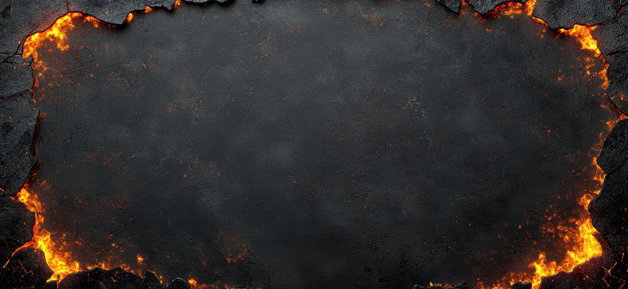 A black background with flames and a square frame photo