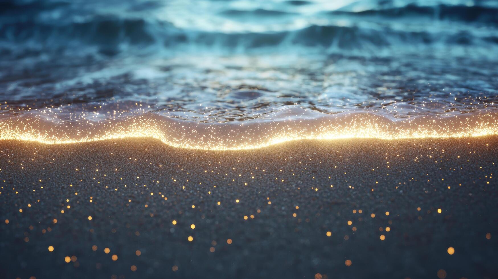 A beach with waves and stars on the sand photo