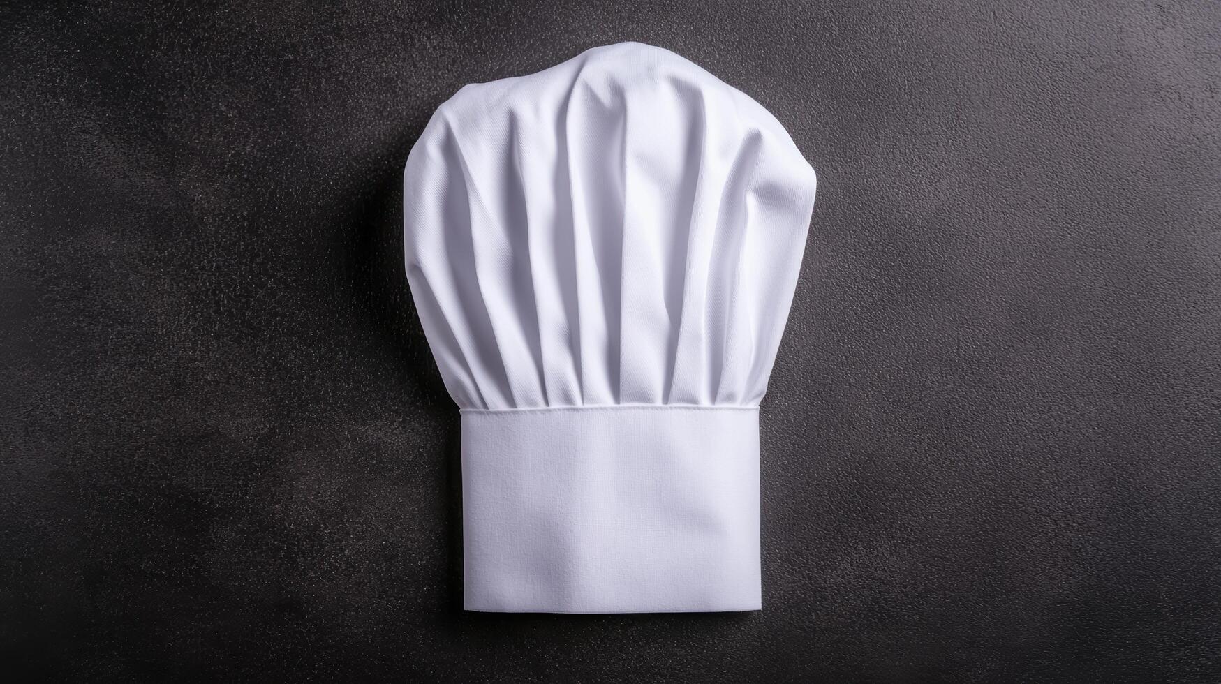 white chefs hat on black background photo
