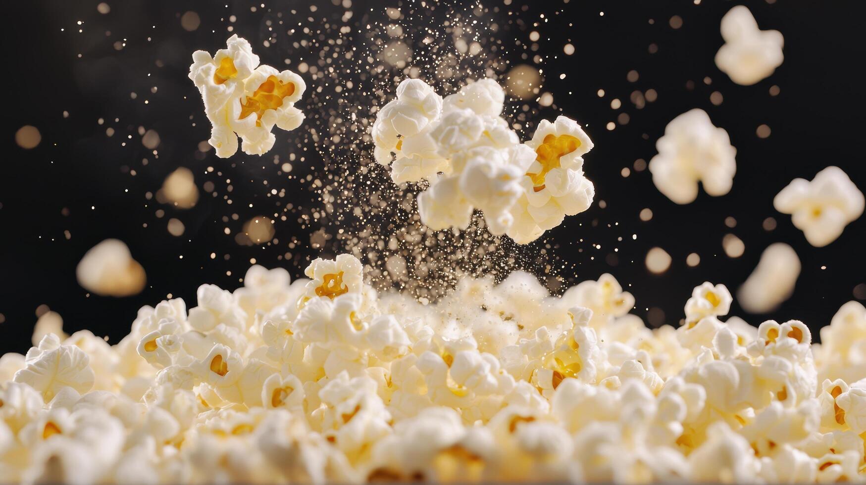 Popcorn explosion with sparkling lights photo