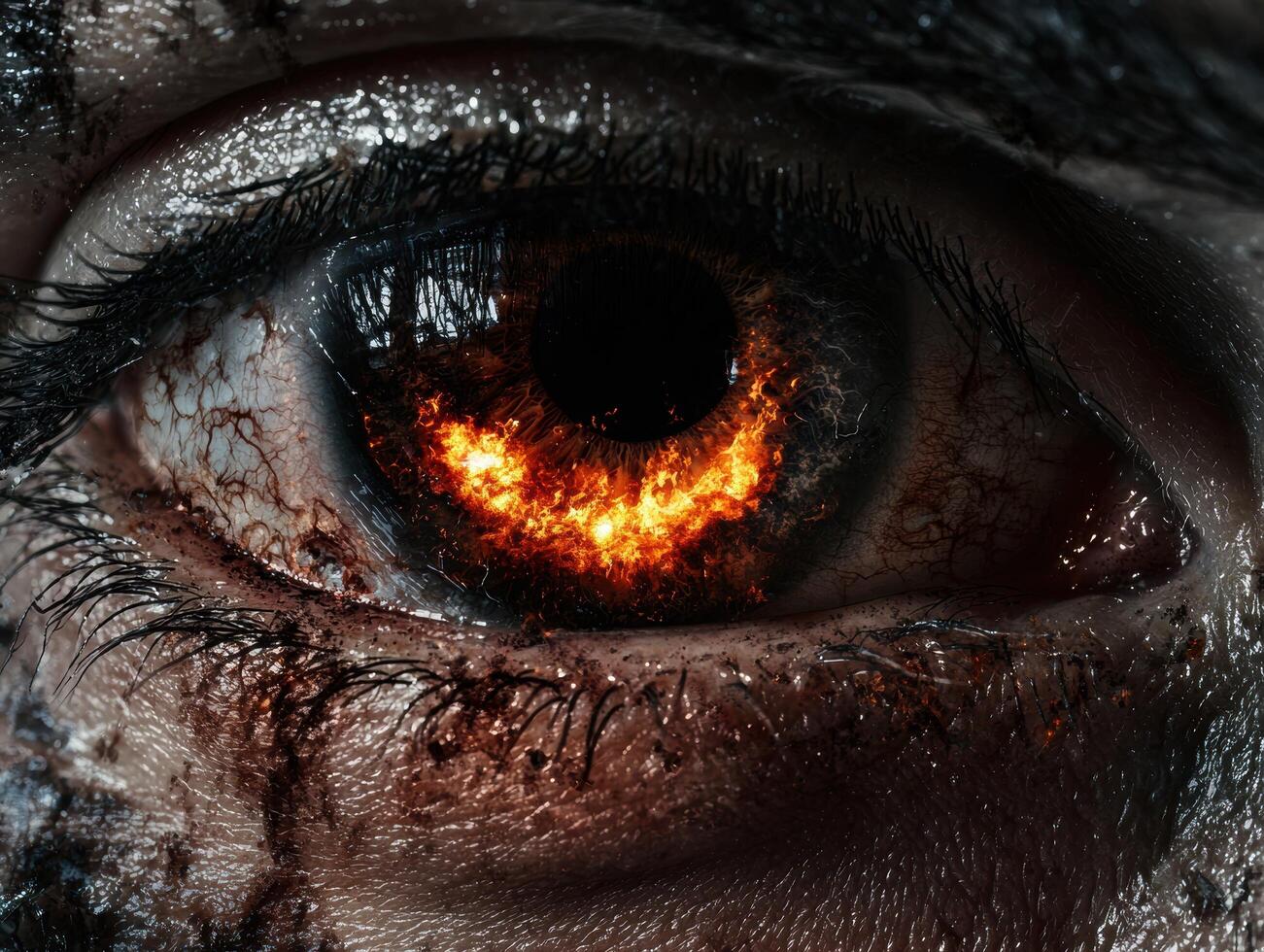 Fiery eye close up photo