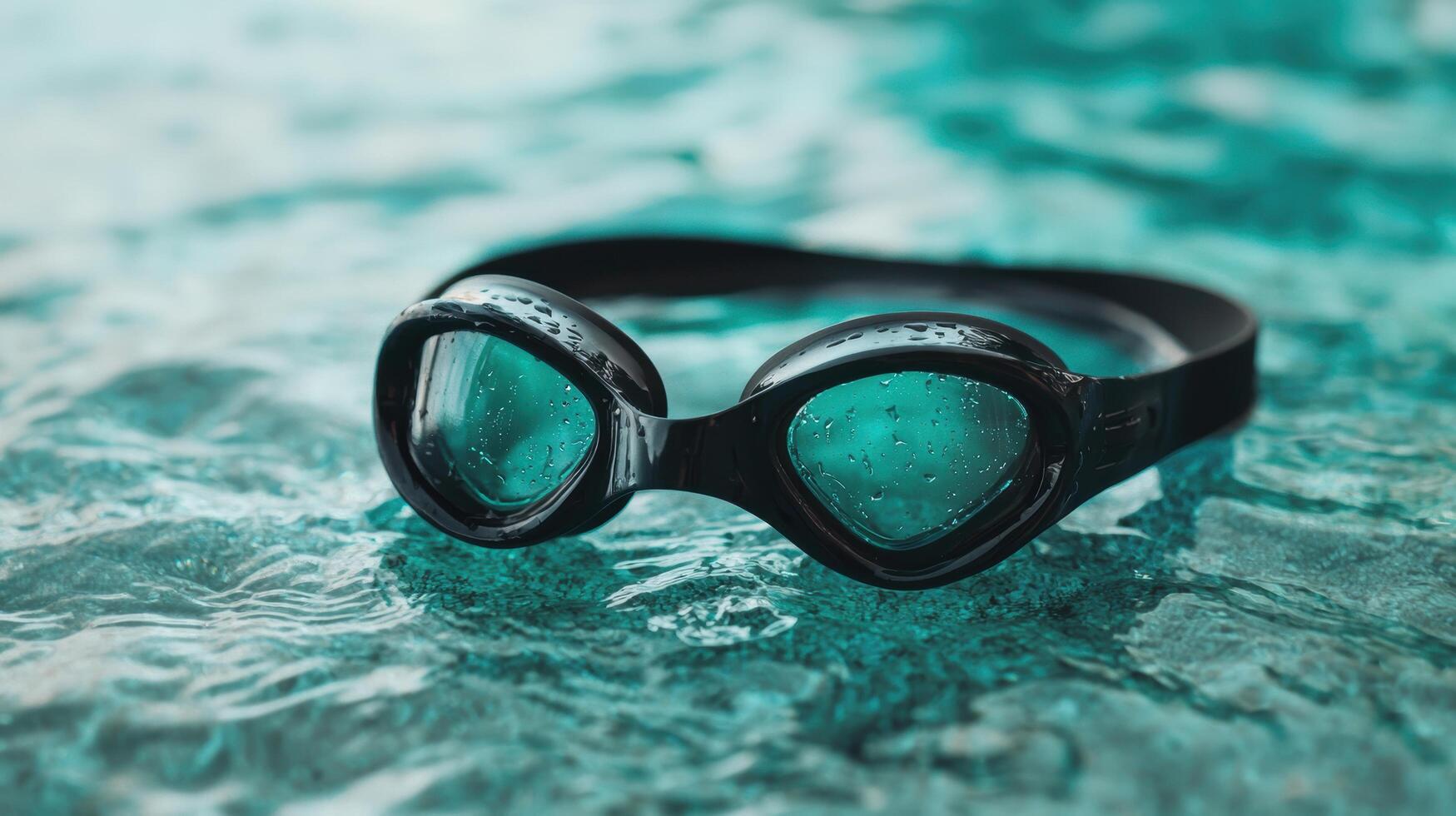 swimming goggles in turquoise water photo