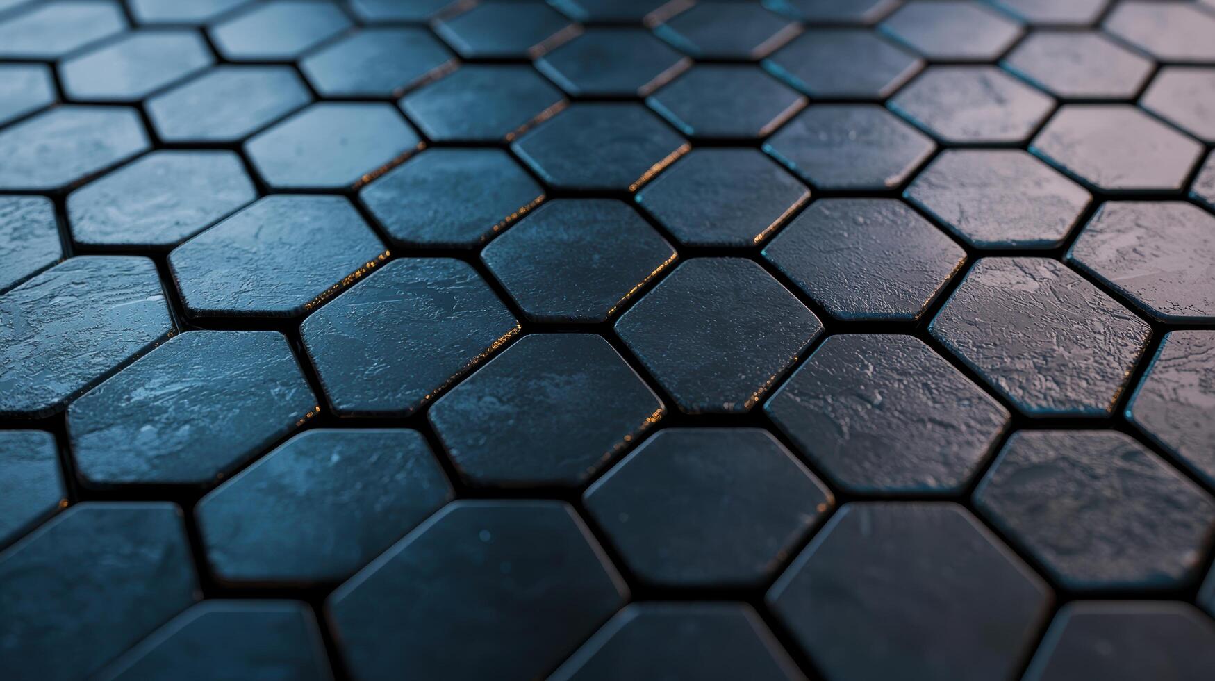 Hexagonal tiles in shades of blue photo
