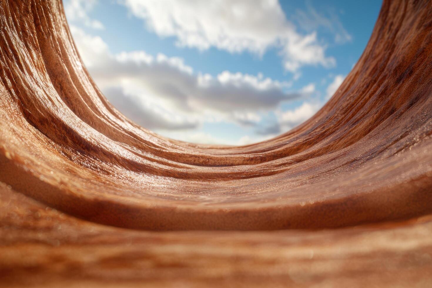 Closeup of wavy hair texture against blue sky photo