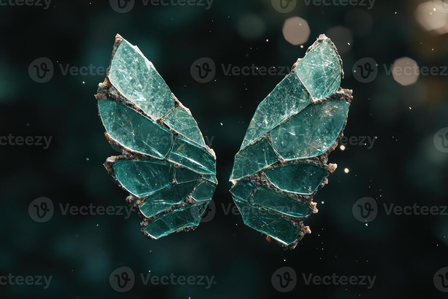 A pair of green butterfly wings on a dark background photo
