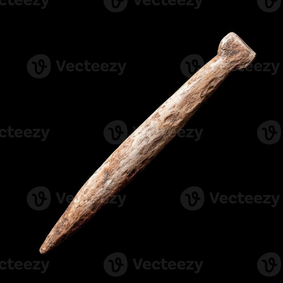 A wooden spear with a long handle on a black background photo