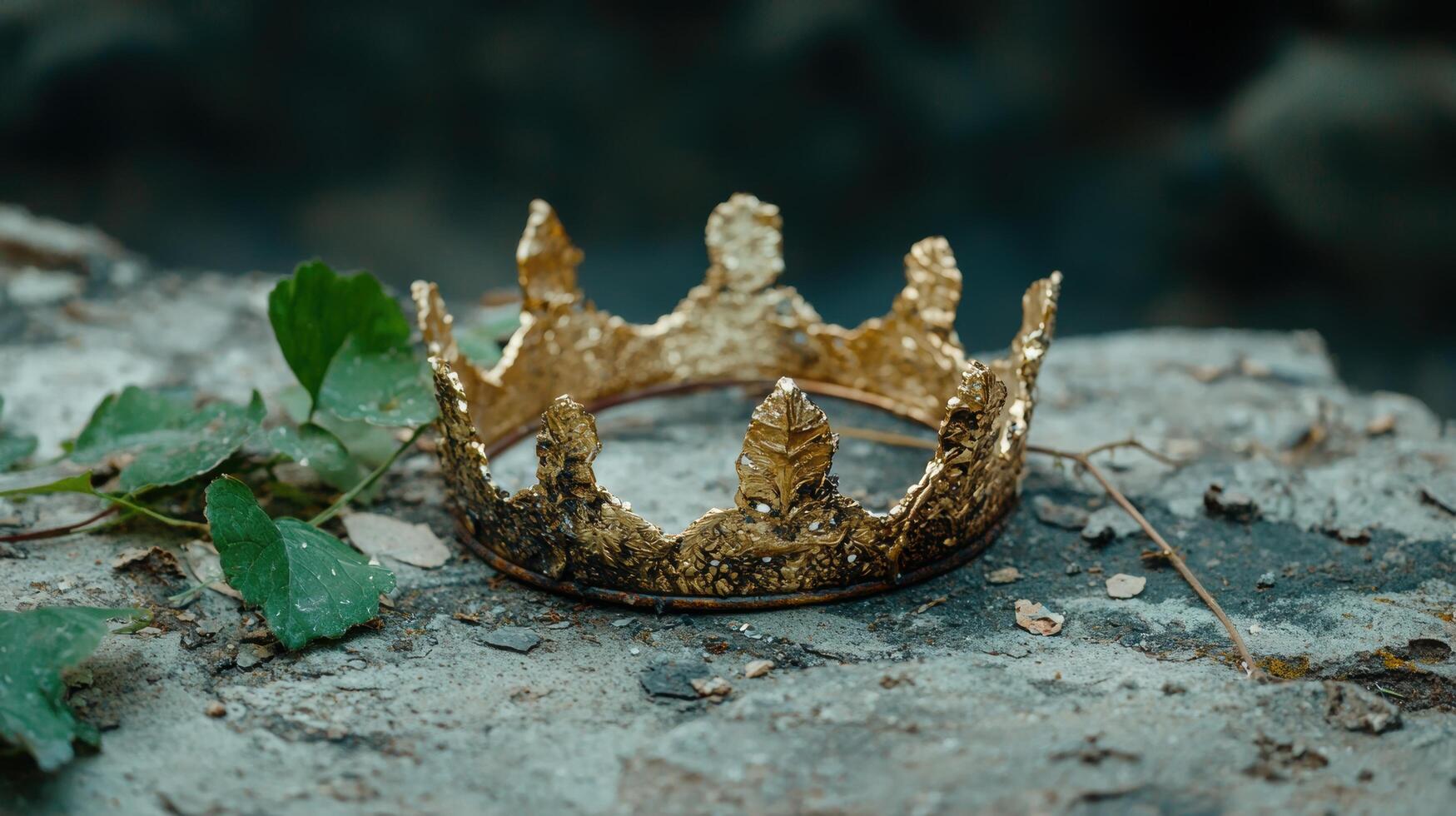 golden crown on stone ground photo