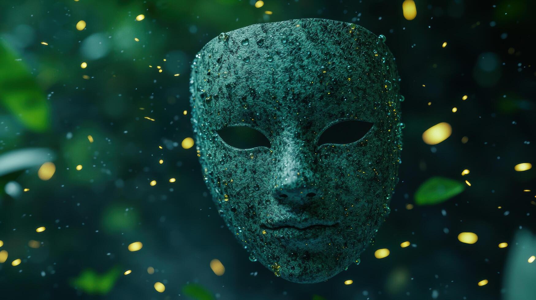 Mysterious alien mask in the forest photo