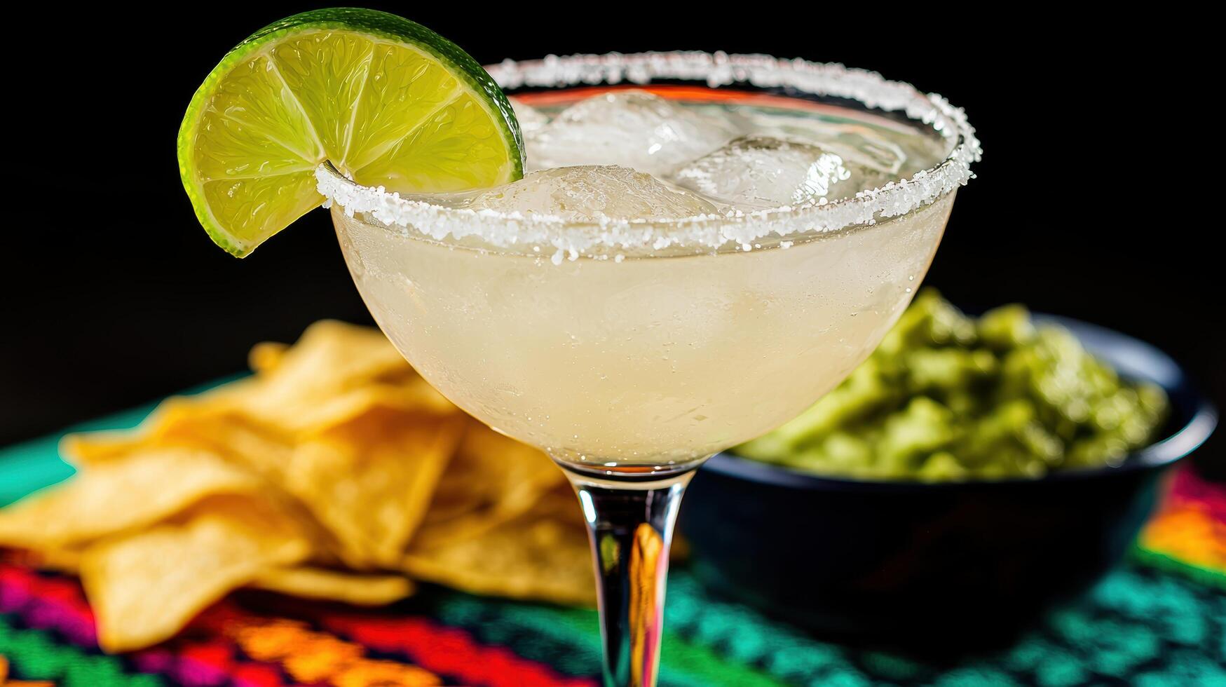 Refreshing margarita cocktail with lime slice photo