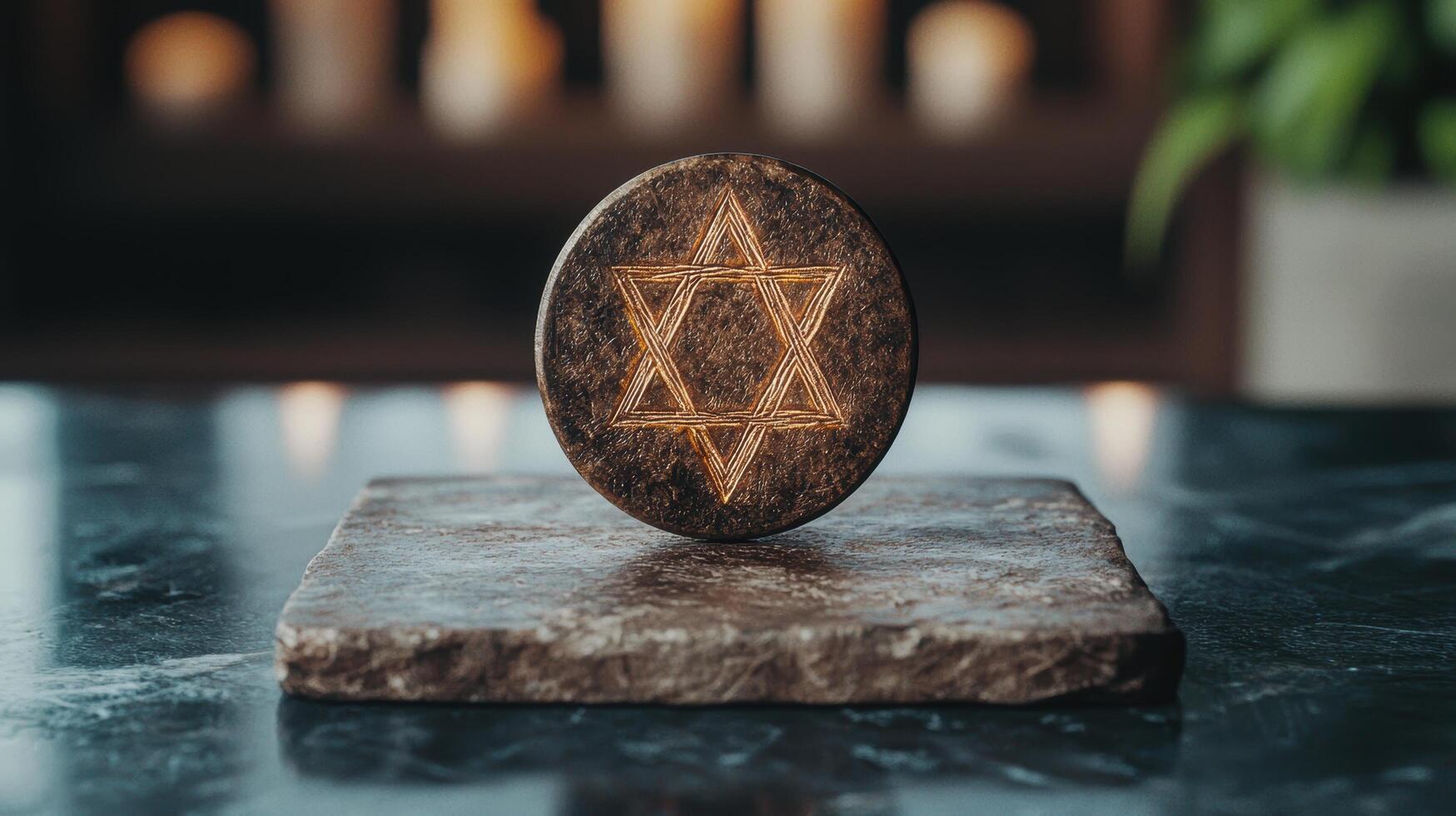 ancient religious symbol on stone photo