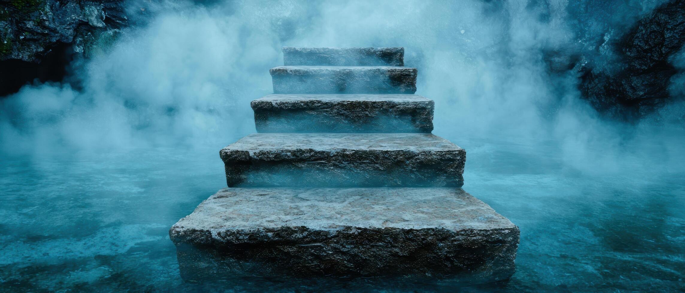Mystical Staircase in Misty Waterfall photo