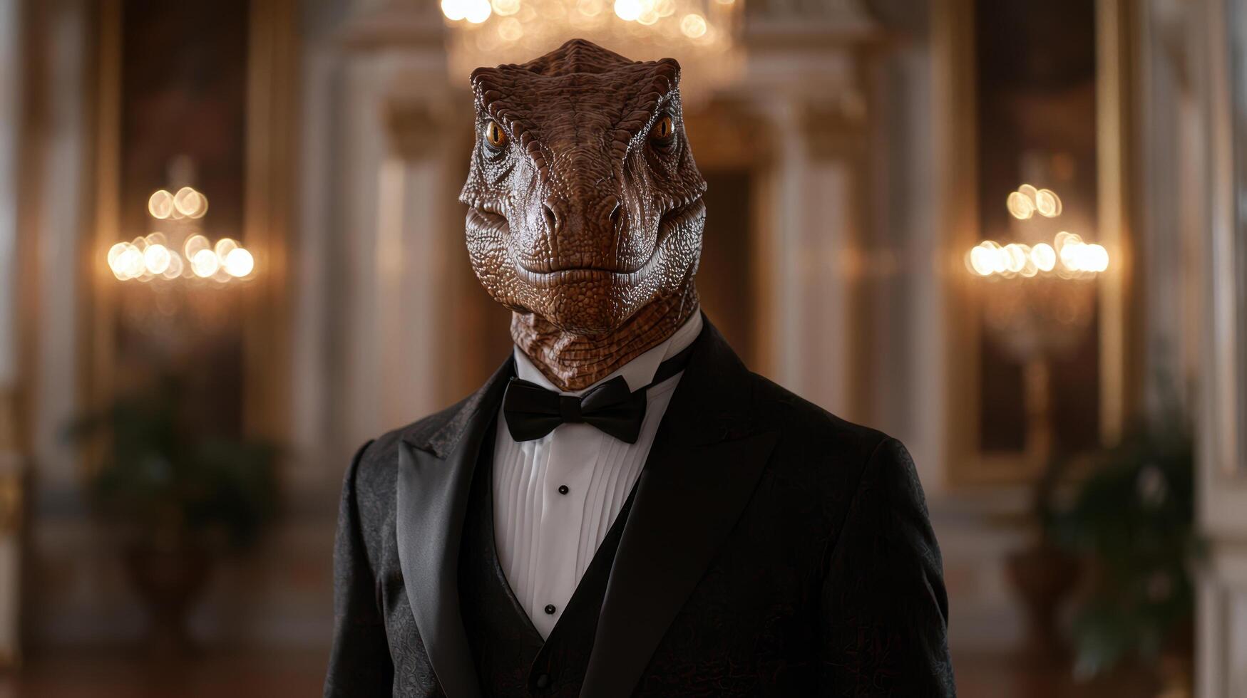 Dinosaur in a tuxedo photo