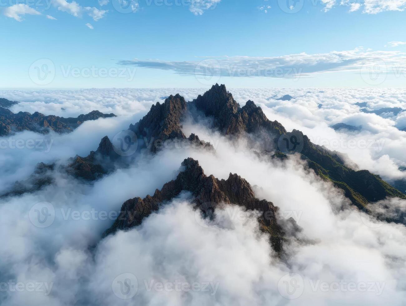 Aerial view of mountains covered in clouds photo
