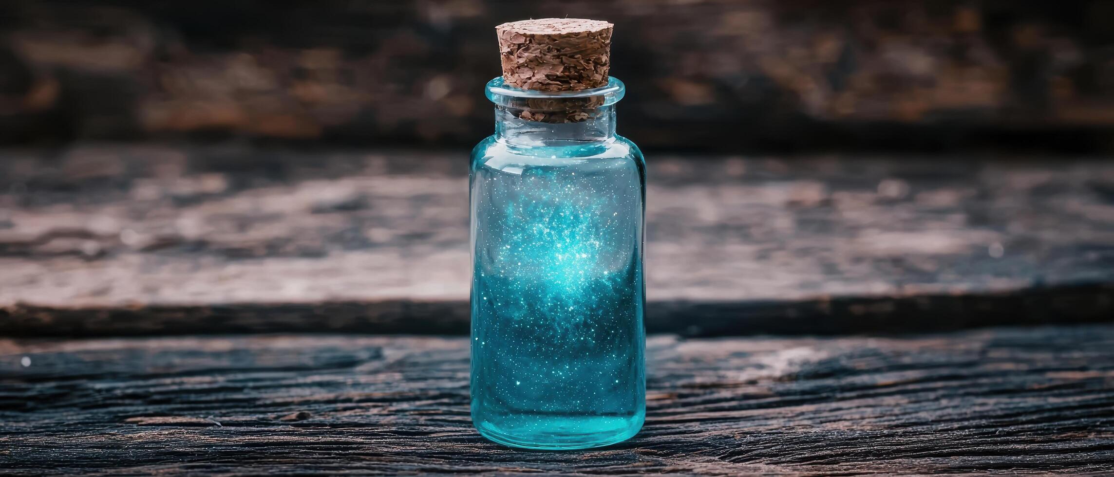 Magical glowing potion bottle photo