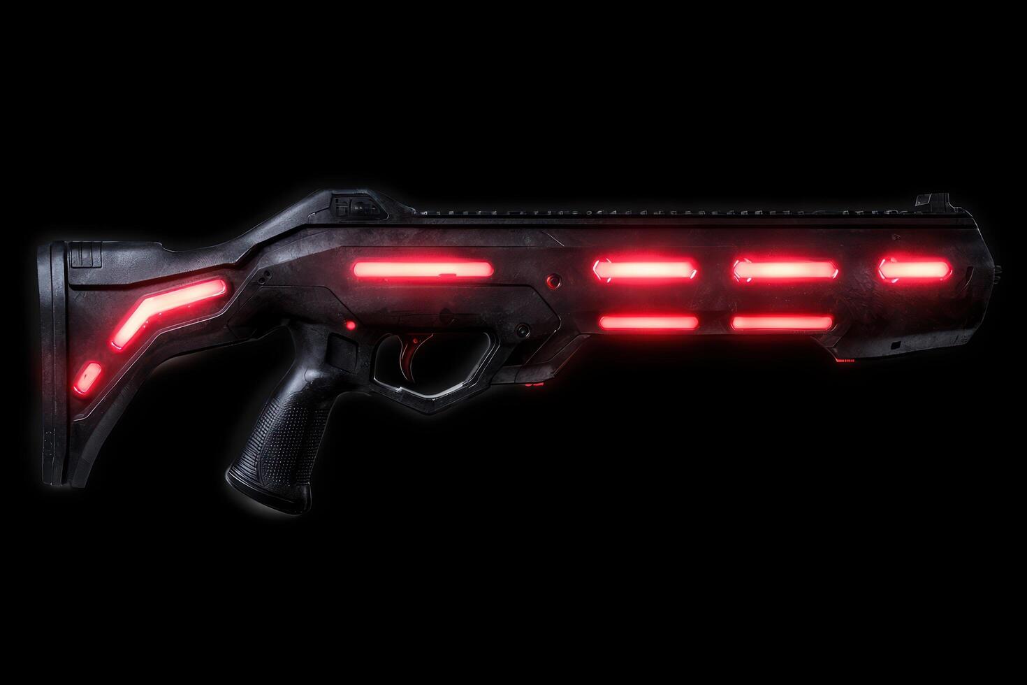 futuristic sci fi weapon with glowing red lights photo