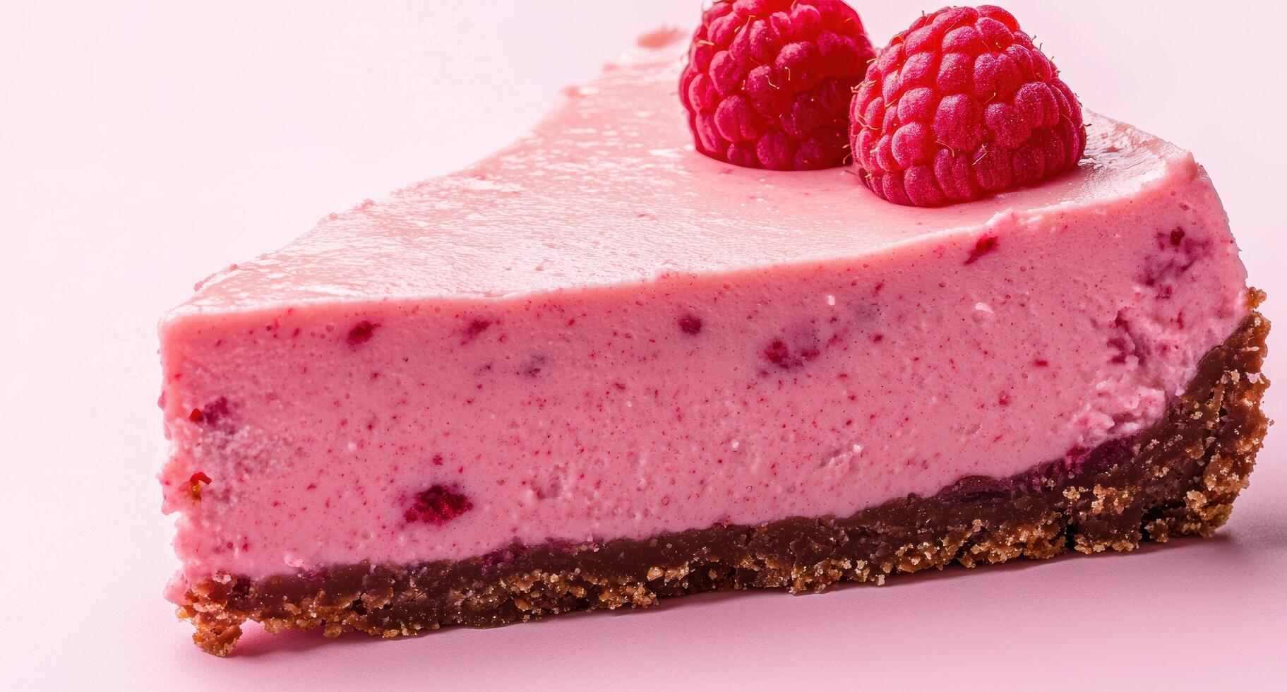Delicious raspberry cheesecake with fresh raspberries photo