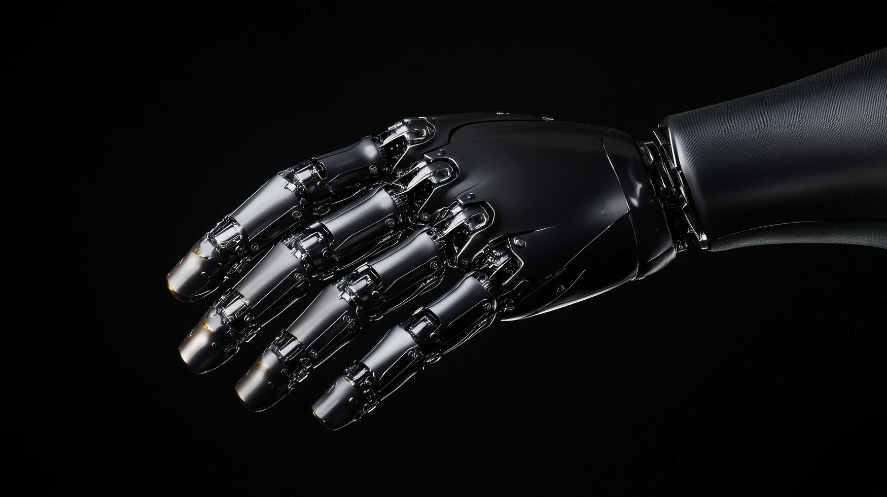 Robotic hand on a dark background photo
