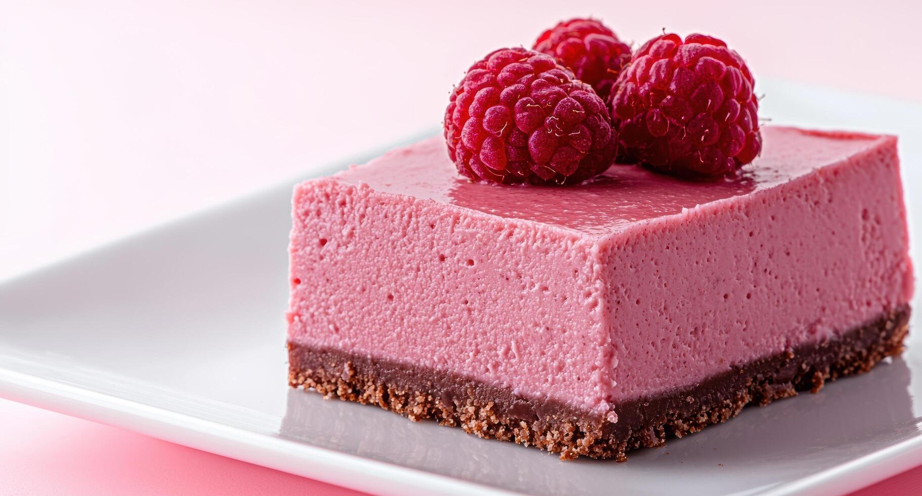Delicious raspberry mousse cake with fresh raspberries photo