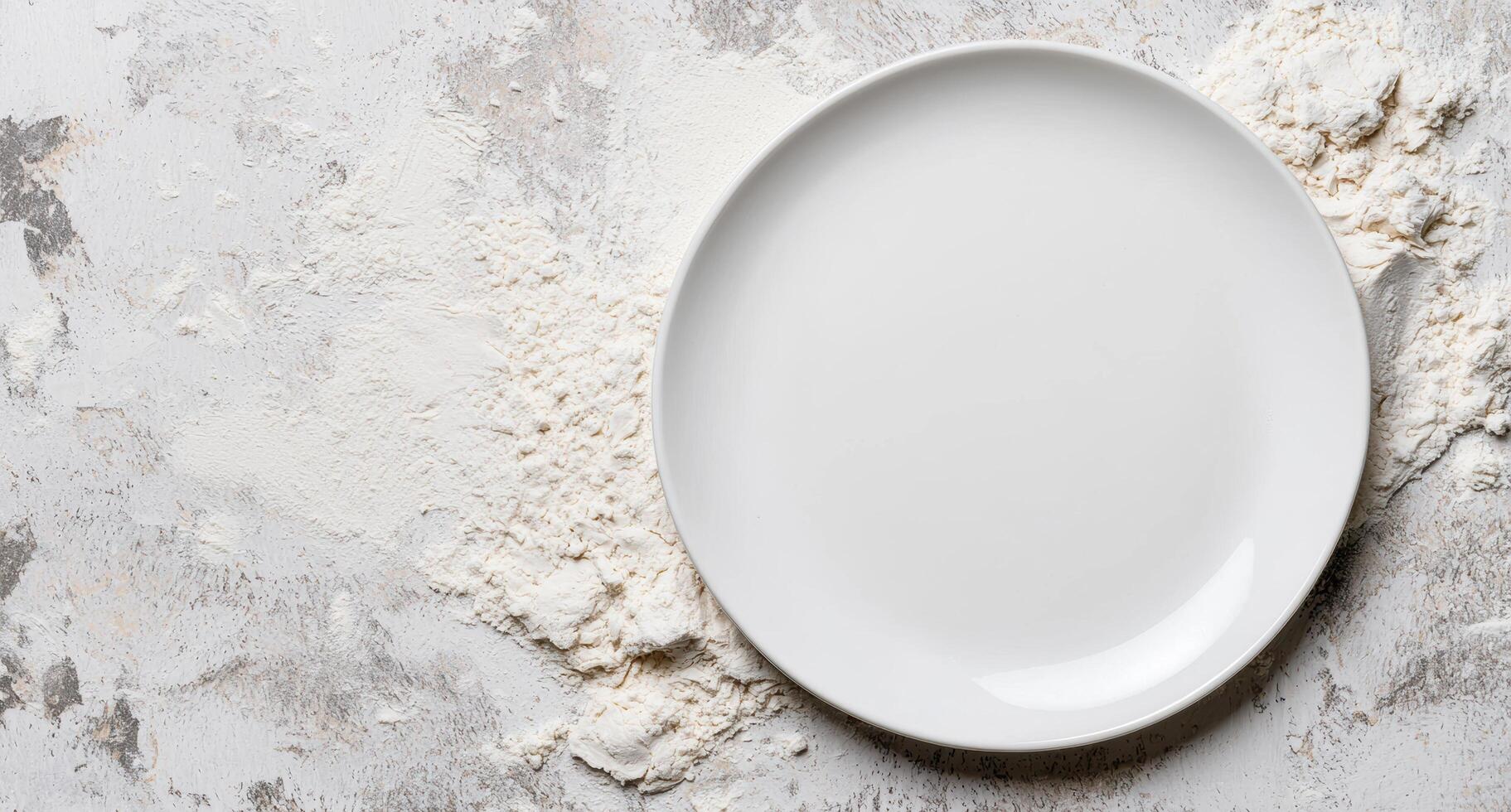Empty white plate on a rustic background photo