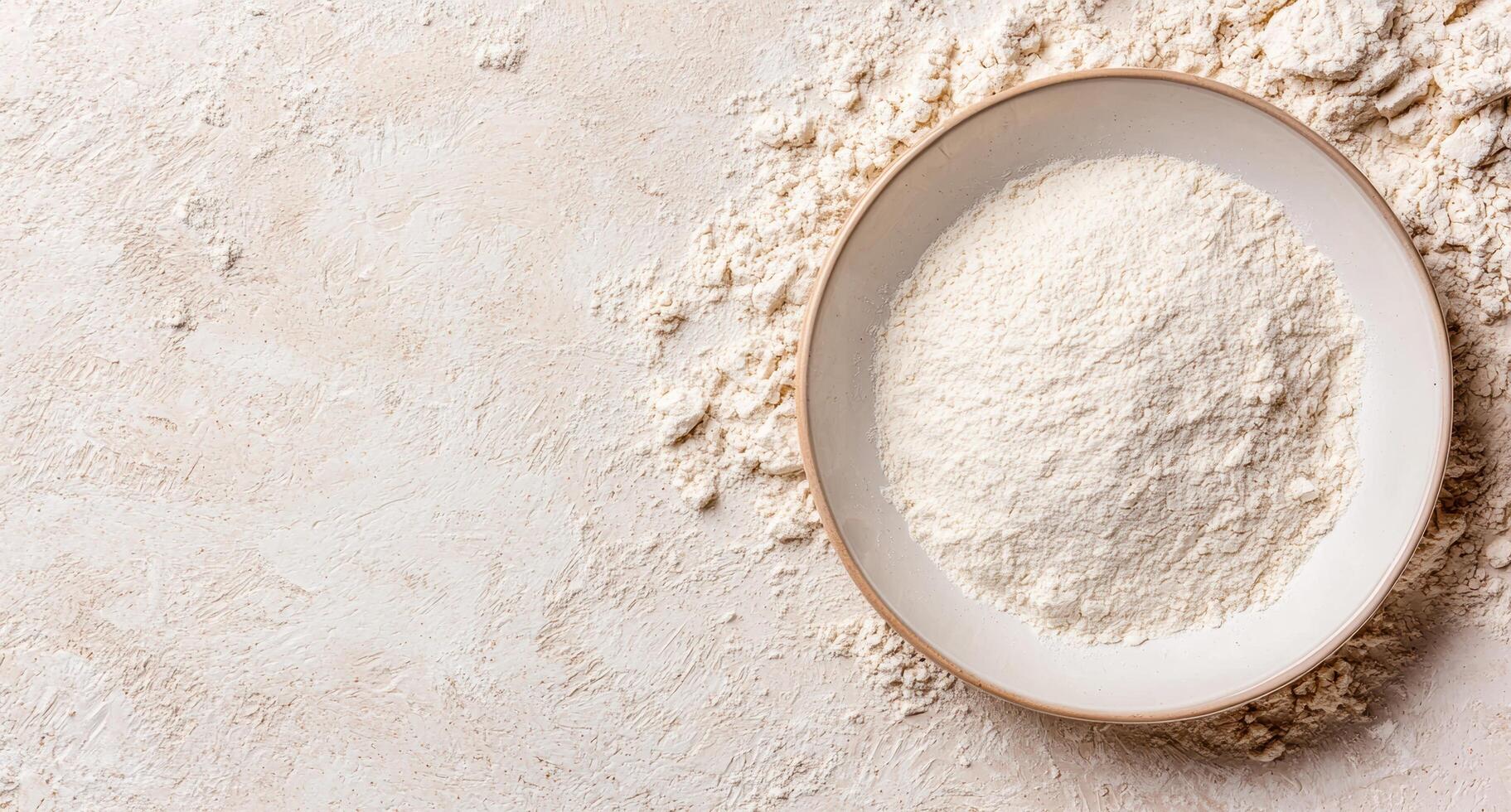 Flour in a bowl on a wooden surface photo