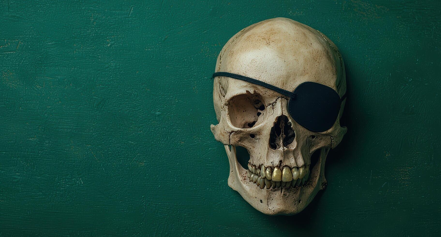 Creepy skull with eye patch photo