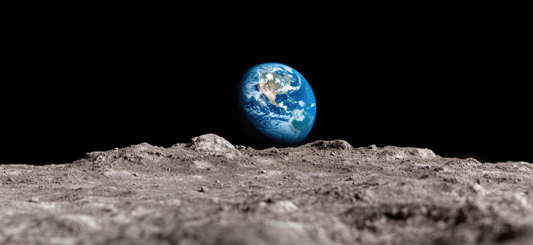 earth from the moons surface photo