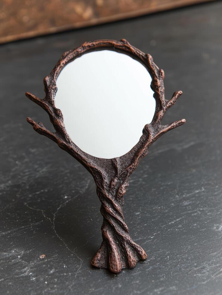 Rustic mirror with twisted branches frame photo