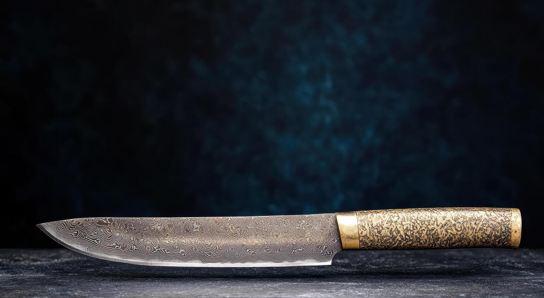 Handcrafted damascus steel chefs knife photo