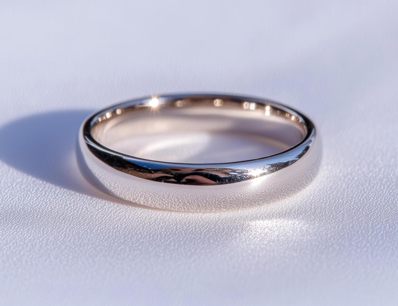 Elegant gold wedding ring on a light background photo