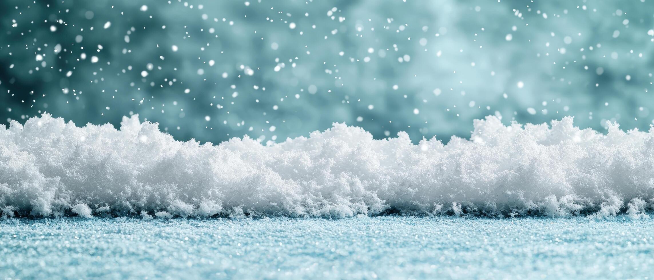 Snowy winter landscape with falling snowflakes photo