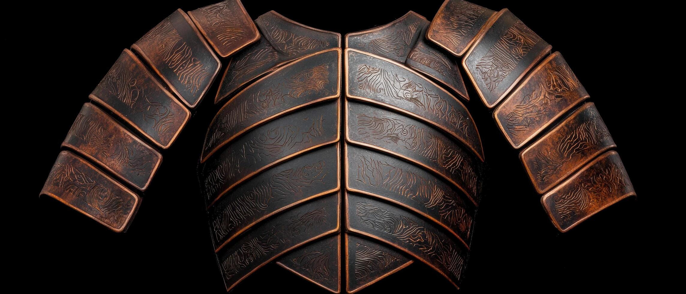 Intricate copper pattern on dark background photo
