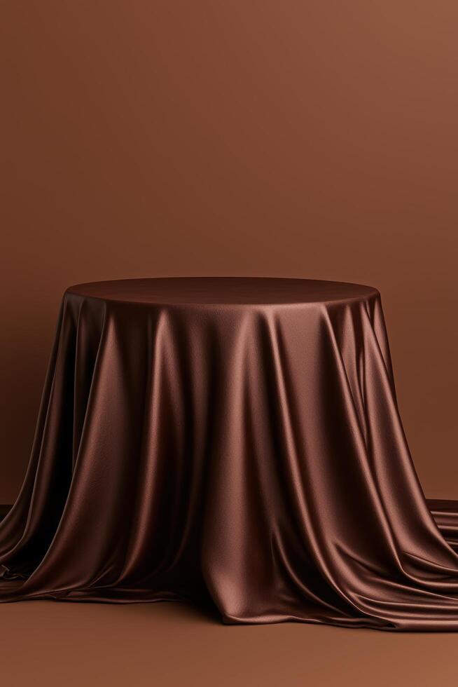 Elegant brown satin tablecloth photo