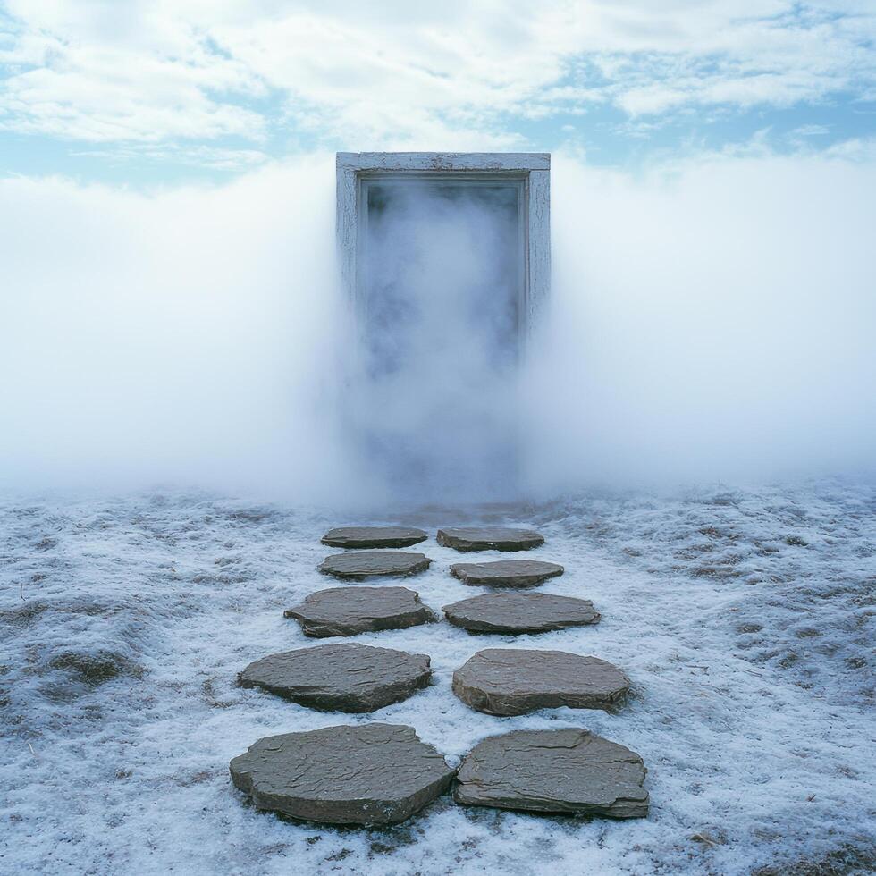 Mysterious portal in the snow photo