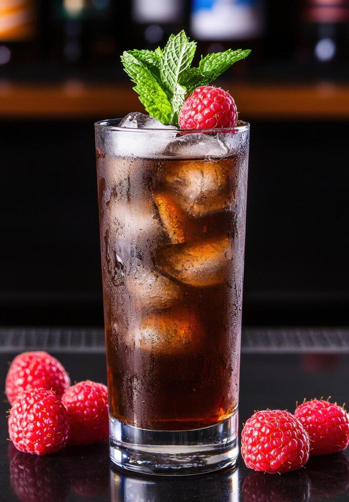 refreshing raspberry iced tea cocktail photo