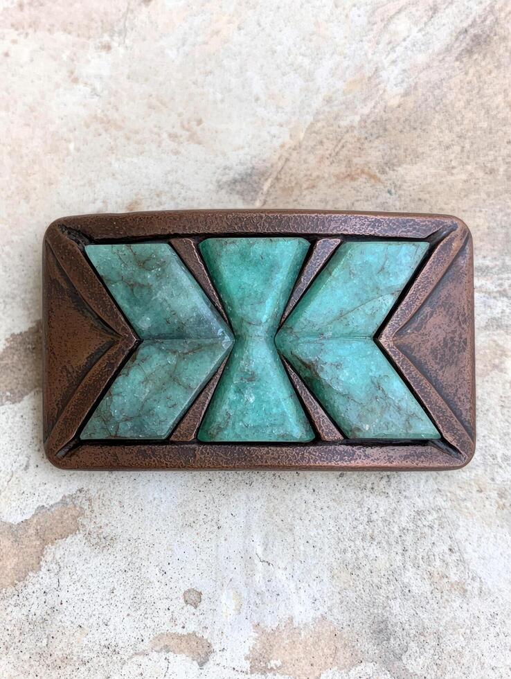 Decorative stone tile with geometric pattern photo