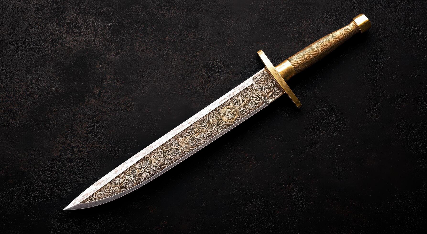 Ornate Damascene Dagger on Dark Background photo