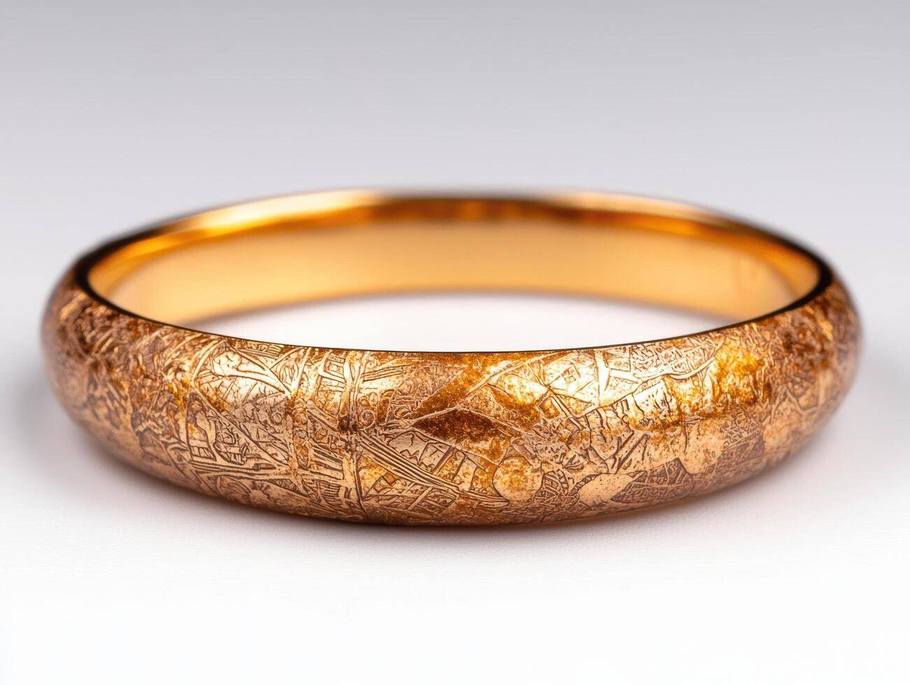Ornate gold bangle with intricate engraved patterns photo