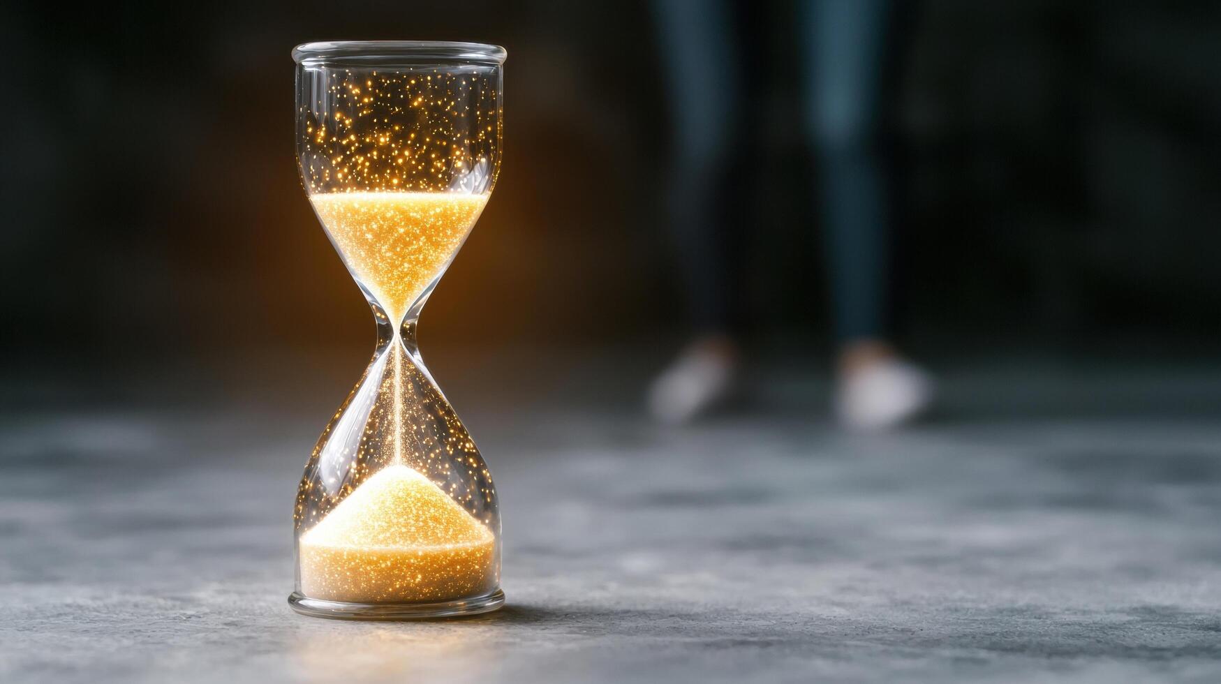 Hourglass with glowing sand photo