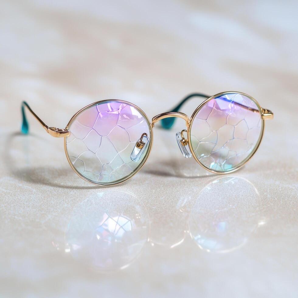 Iridescent glasses with kaleidoscopic lenses photo