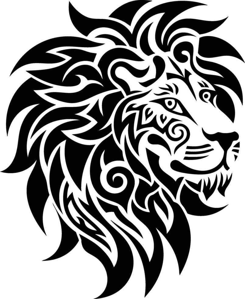 A tribal lion head with tribal design vector
