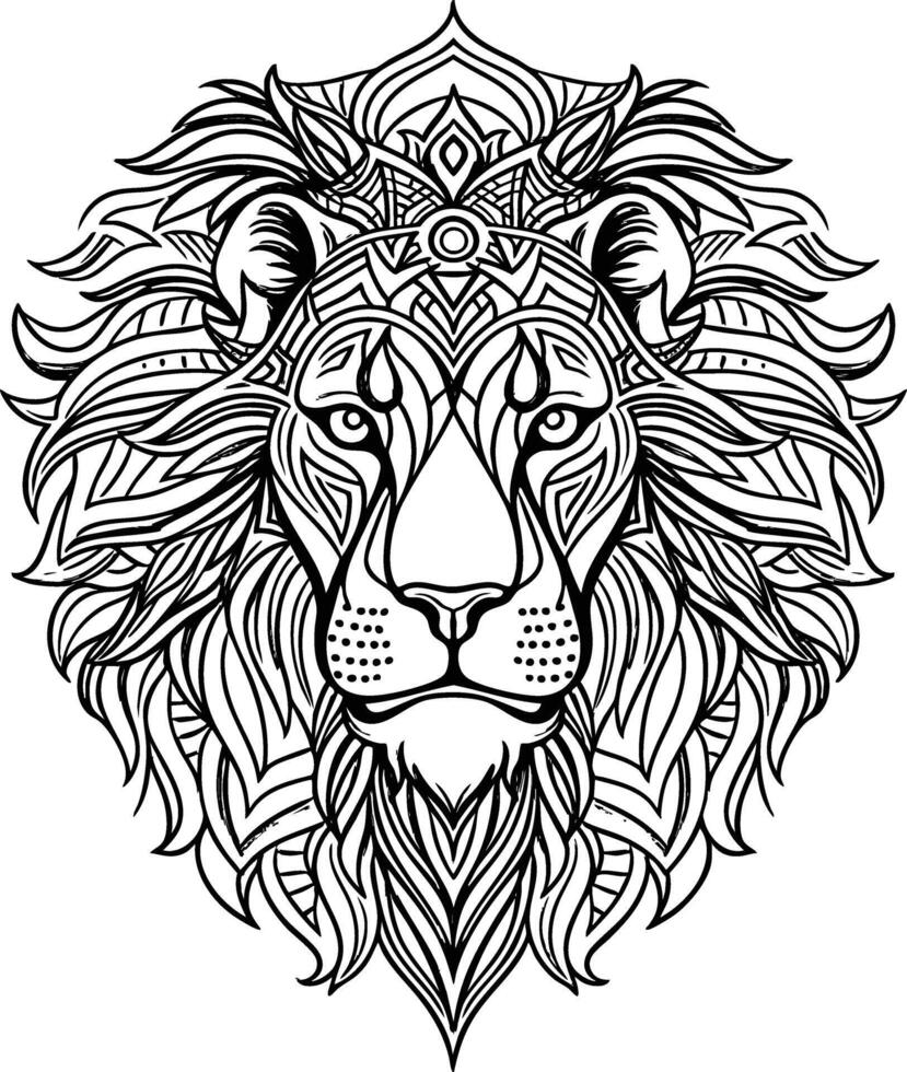 Lion head coloring pages vector