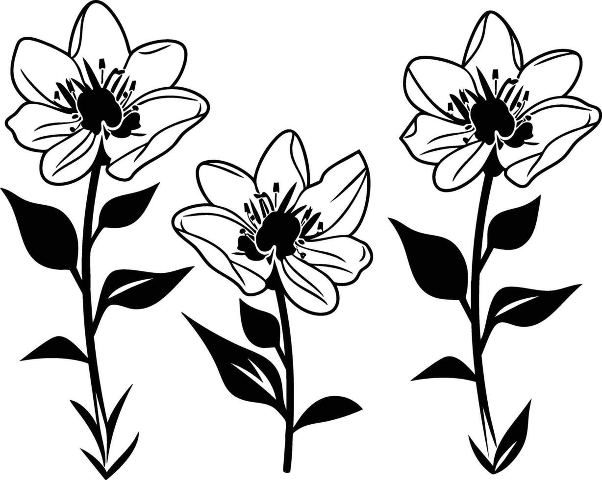 Black and white flowers clip art vector