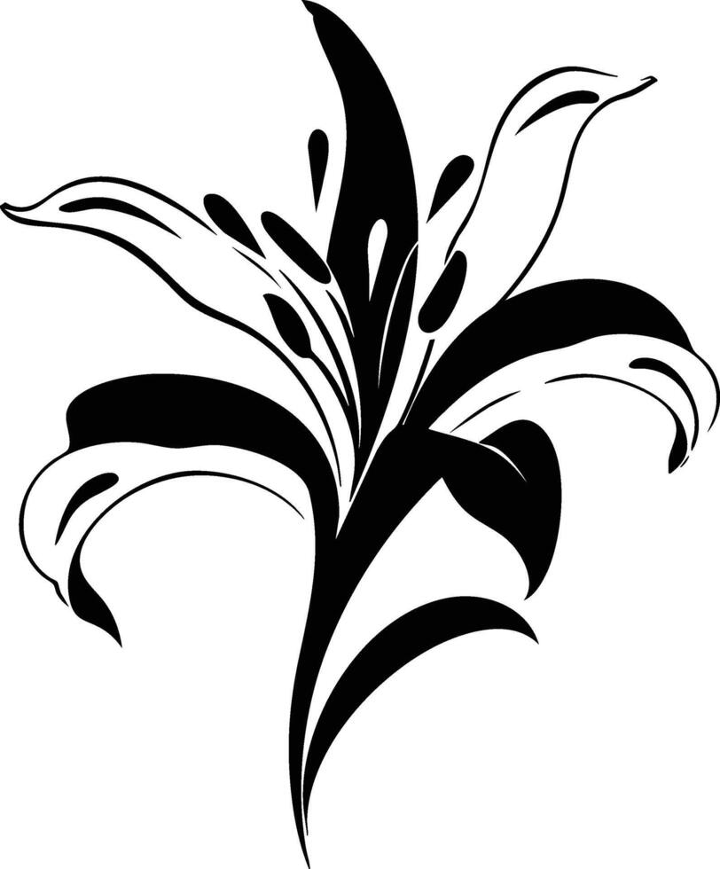 A black and white lily flower on a white background vector
