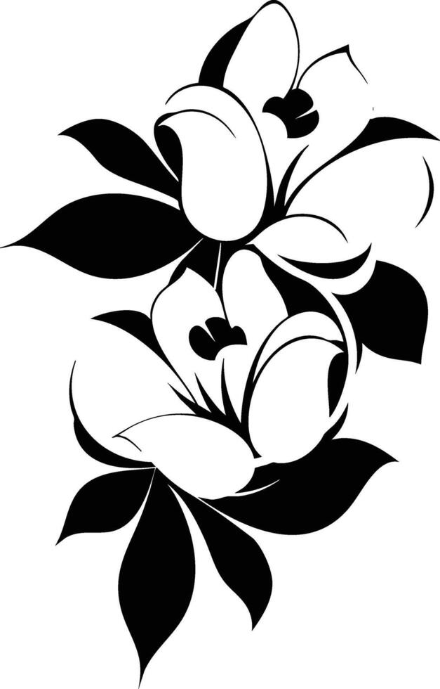Black and white flowers on a white background vector