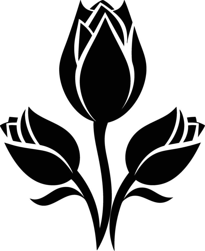 Black and white tulip flower clip art vector
