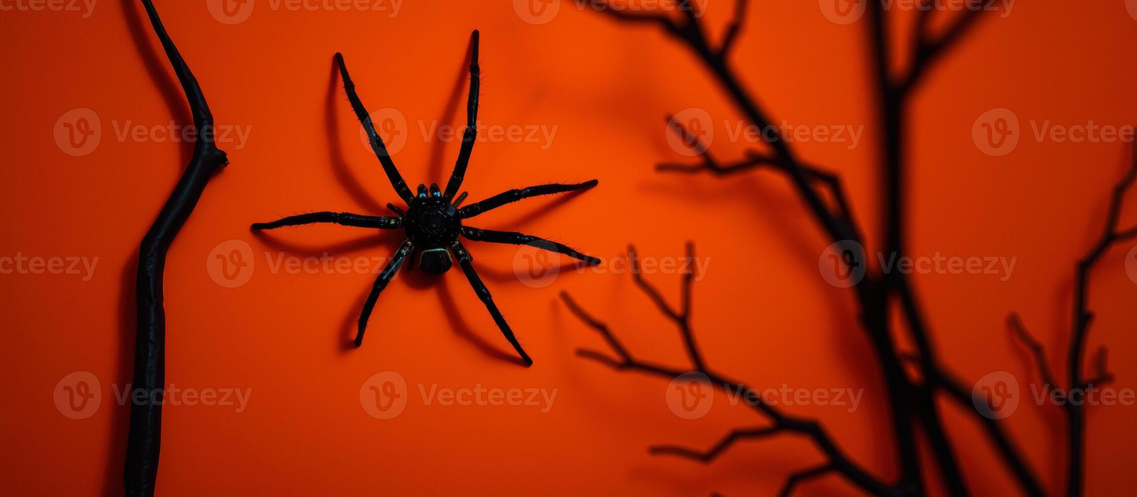 black spider on an background with twigs photo